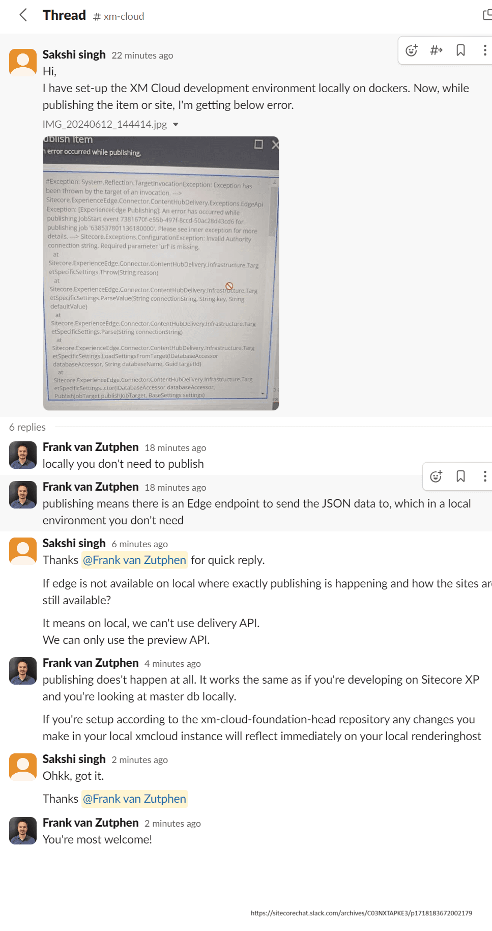 xmc local publishing help